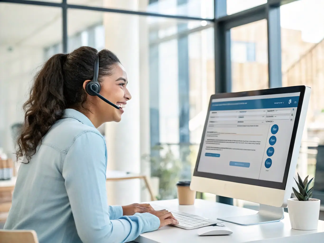A dynamic image of an AI assistant interacting with a customer on a website, demonstrating the instant response and lead qualification capabilities of NorthForce's AI Assistants.