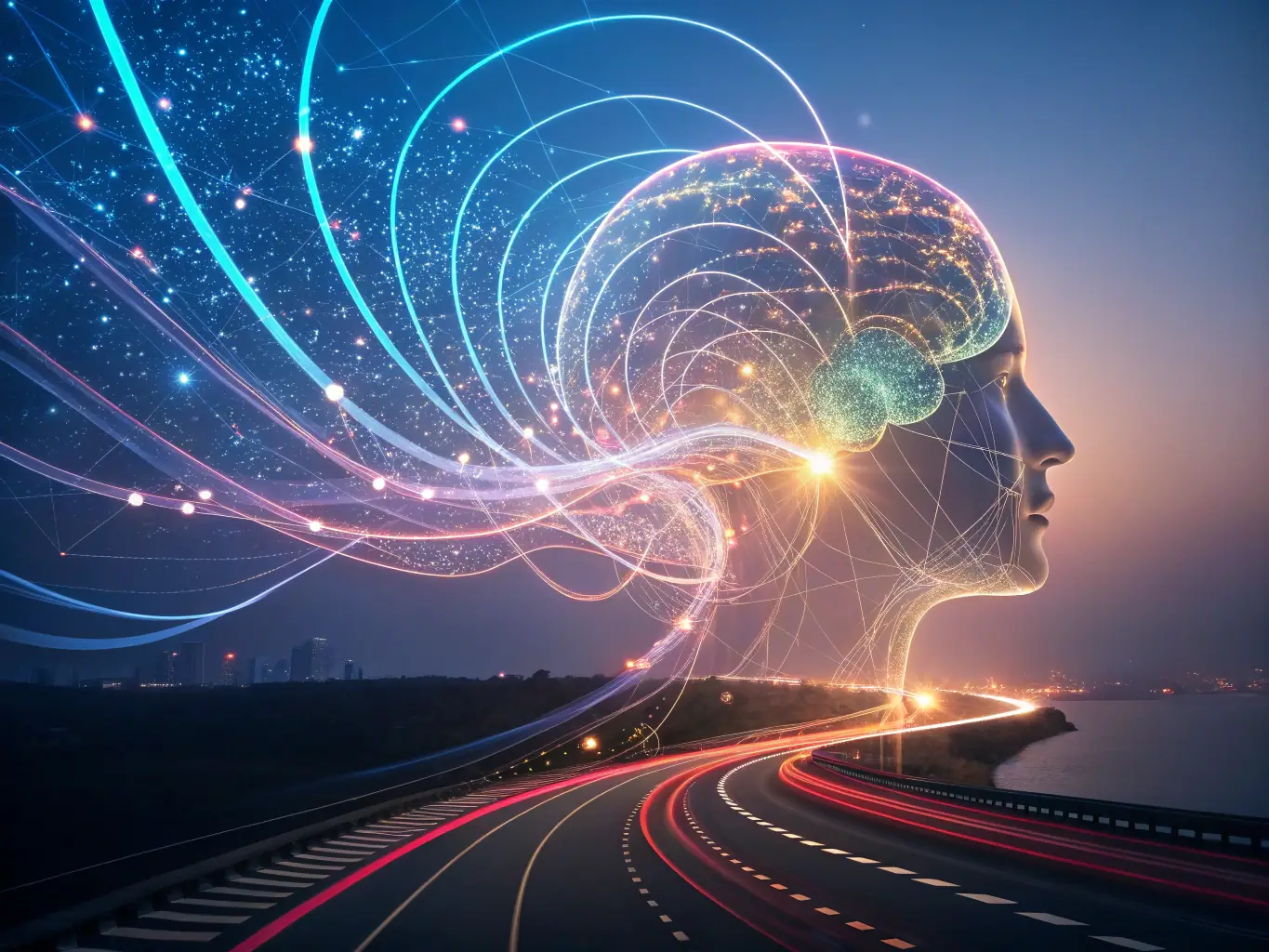 An abstract image depicting AI algorithms analyzing data, with visual elements representing machine learning and predictive analytics in a digital marketing context.